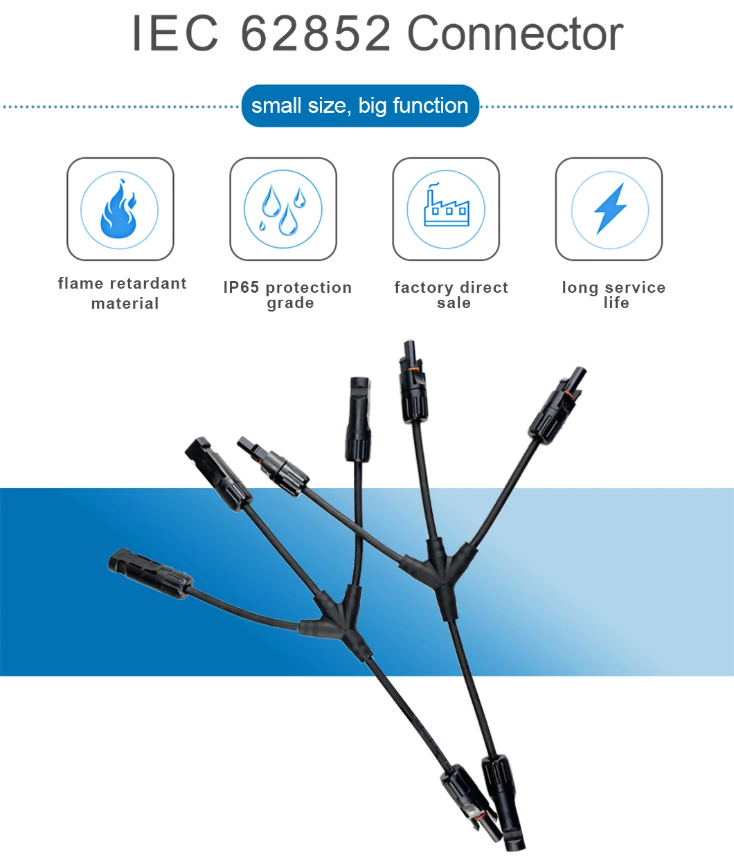 Waterproof IP67 PV004-3t1 Automatic Lock Secure Docking DC 1000V 30A PV Solar Connectors for Photovoltaic Systems